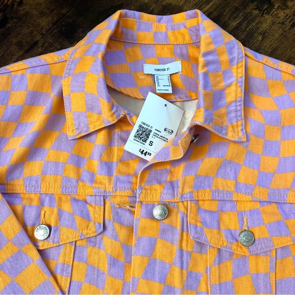 Forever 21 Checkered Denim Jacket NWT Size S - Picture 1 of 3